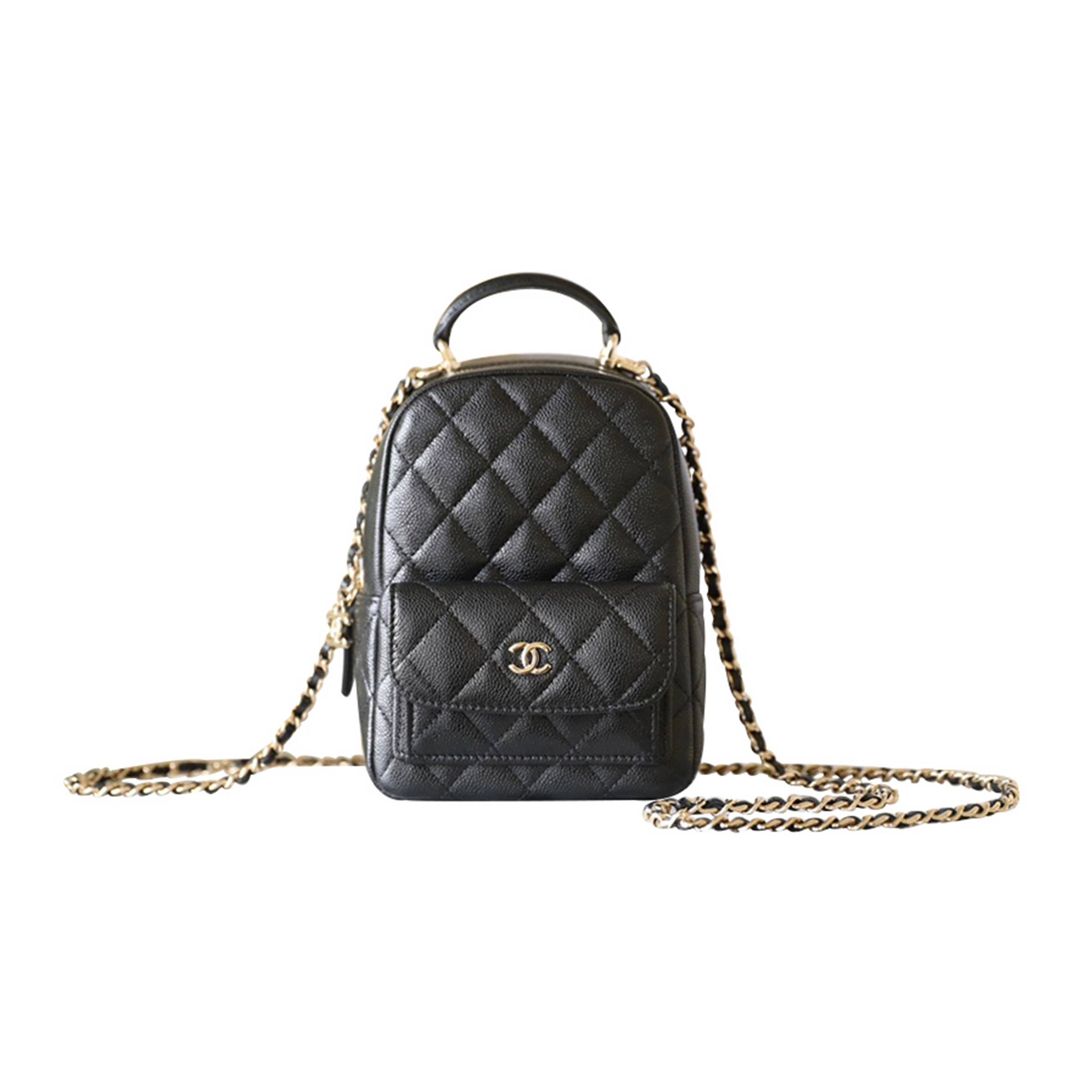 CHANEL MASTER  CAVIAR QUILTED 24A MINI CLASSIC BACKPACK BLACK AP3753 (18*13*9cm)